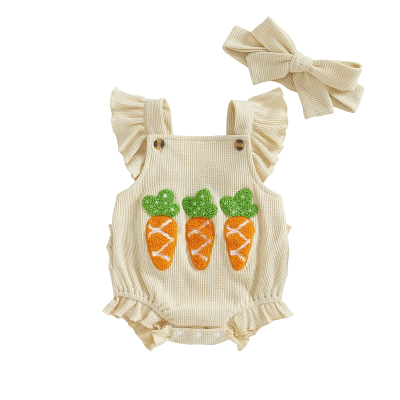 Baby Girls Easter Outfit Casual Carrot Embroidery Flying Sleeve Jumpsuit and Headband Set Fashion Clothes Outfits
Baby Girls Easter Outfit Casual Carrot Embroidery Flying Sleeve Jumpsuit and Headband Set Fashion Clothes Outfits