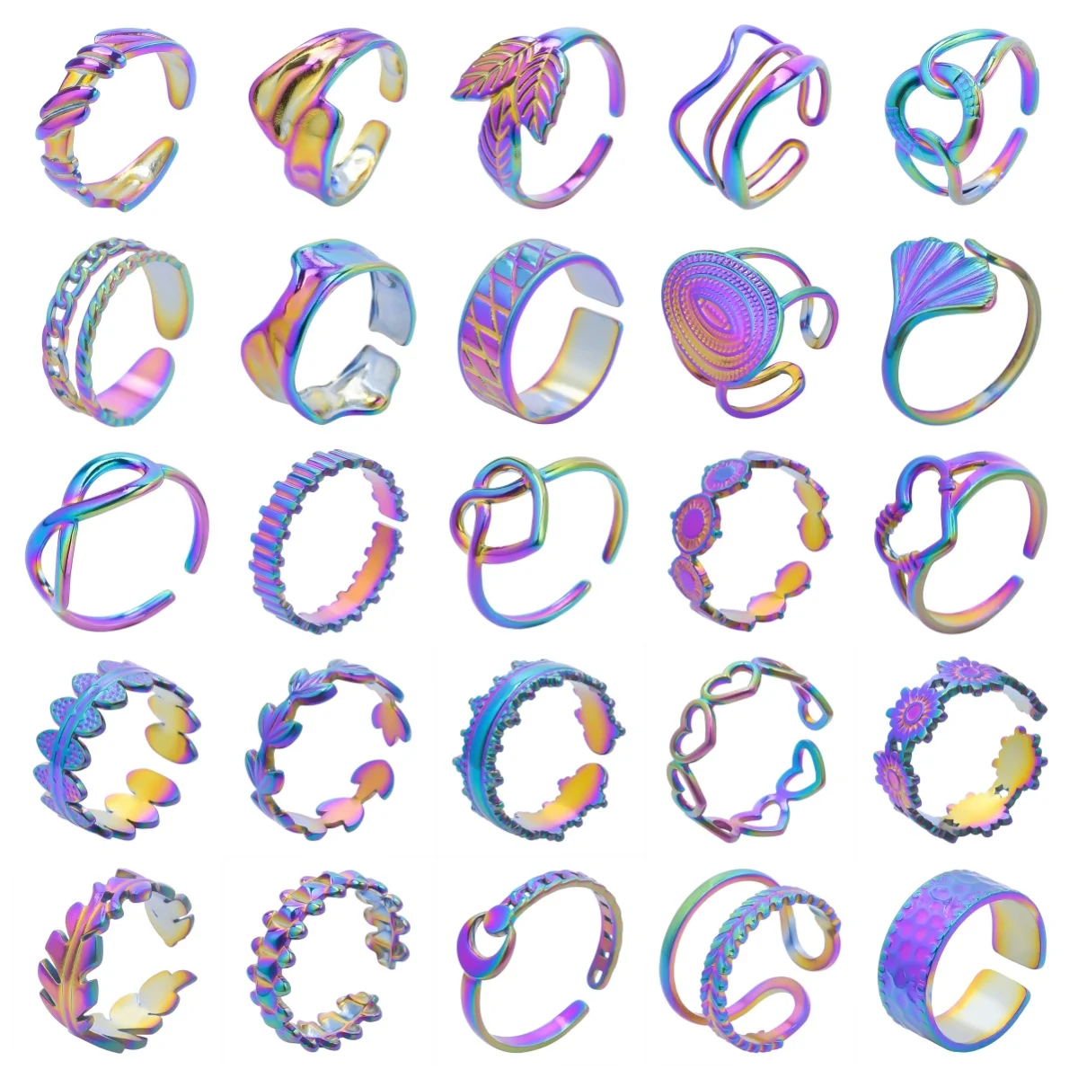 5pcs High Quality Concave Convex Geometry Stainless Steel Ring Hollow Design Rainbow Color No Fading Rings Couple Finger Jewelry
5pcs High Quality Concave Convex Geometry Stainless Steel Ring Hollow Design Rainbow Color No Fading Rings Couple Finger Jewelry