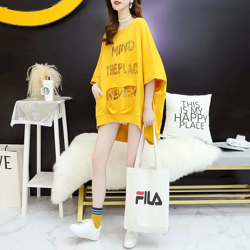 Summer Short Sleeve T Shirts Women Fashion Mid-length Loose T-shirt 2024 Korean Style Oversized Design Half-sleeve Tops Trendy
Summer Short Sleeve T Shirts Women Fashion Mid-length Loose T-shirt 2024 Korean Style Oversized Design Half-sleeve Tops Trendy