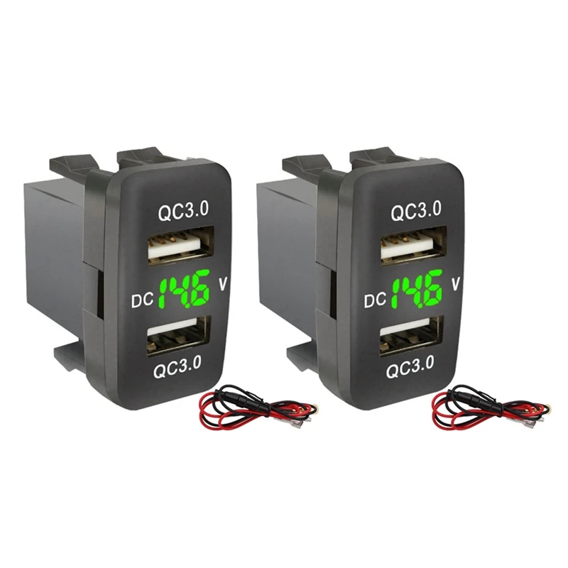 2X Car Dual USB3.0 Fast Charge With Display Voltmeter Black And Green Voltage Car Charger For Toyota
2X Car Dual USB3.0 Fast Charge With Display Voltmeter Black And Green Voltage Car Charger For Toyota