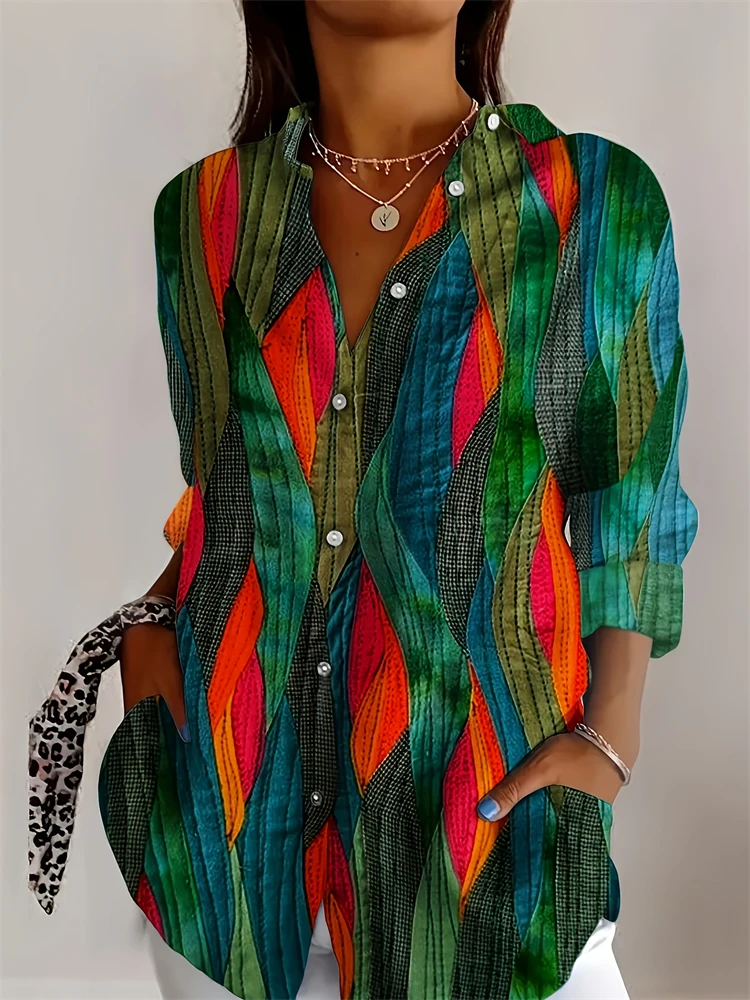 Women's Shirt Summer Popular Long Sleeve Shirt 3D Cubic Printed Stripe Pattern Shirt Women's Casual Daily Plus Size Tops
Women's Shirt Summer Popular Long Sleeve Shirt 3D Cubic Printed Stripe Pattern Shirt Women's Casual Daily Plus Size Tops