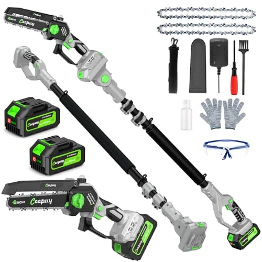 Бесщеточная электрическая пила-высоторез 2-в-1 для обрезки деревьев, 6-дюймовая аккумуляторная мини-пила с удлинительной штангой и 2 аккумуляторами по 4000 мАч
Бесщеточная электрическая пила-высоторез 2-в-1 для обрезки деревьев, 6-дюймовая аккумуляторная мини-пила с удлинительной штангой и 2 аккумуляторами по 4000 мАч