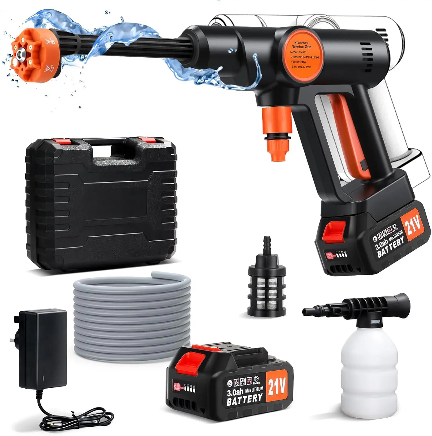 Электрическая мойка высокого давления, мыйка CordlPower мощностью 652 фунтов на квадратный дюйм — 21 В, 1,2 галлонов в минуту, портативный автомобильный очиститель с насадкой 6-в-1
Электрическая мойка высокого давления, мыйка CordlPower мощностью 652 фунтов на квадратный дюйм — 21 В, 1,2 галлонов в минуту, портативный автомобильный очиститель с насадкой 6-в-1