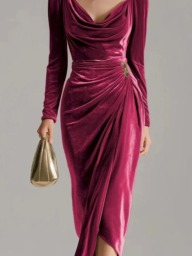 Ele Velvet Pleated Slim Fit Dr Women's Long Sve High Waist Bridesmaid Dr Casual Wear Comfortable Fit Bodycon Dr
Ele Velvet Pleated Slim Fit Dr Women's Long Sve High Waist Bridesmaid Dr Casual Wear Comfortable Fit Bodycon Dr