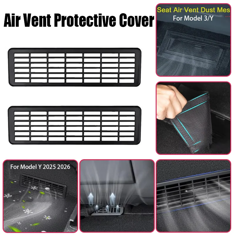 2PCS Dust Filtration,Cleaner Cabin Air Rear Seat Air Vent Dust Mesh Cover for Tesla Model Y 2025-Now and Model 3/Y
2PCS Dust Filtration,Cleaner Cabin Air Rear Seat Air Vent Dust Mesh Cover for Tesla Model Y 2025-Now and Model 3/Y