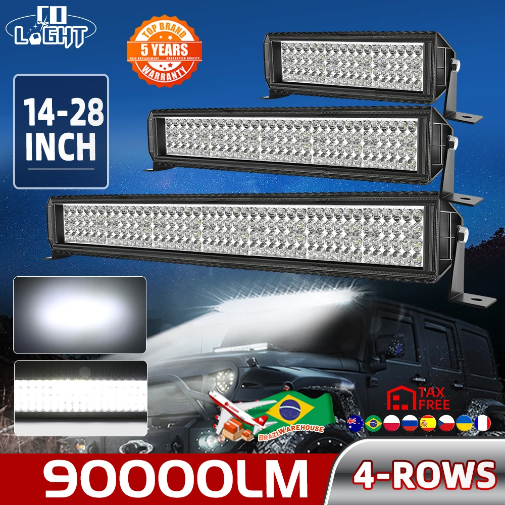 CO LIGHT 4-рядная светодиодная панель 12 дюймов 20 дюймов 28 дюймов 90000LM Spot Flood Combo Beam Driving Off Road Рабочий фонарь для грузовика Пикап ATV UTV SUV
CO LIGHT 4-рядная светодиодная панель 12 дюймов 20 дюймов 28 дюймов 90000LM Spot Flood Combo Beam Driving Off Road Рабочий фонарь для грузовика Пикап ATV UTV SUV