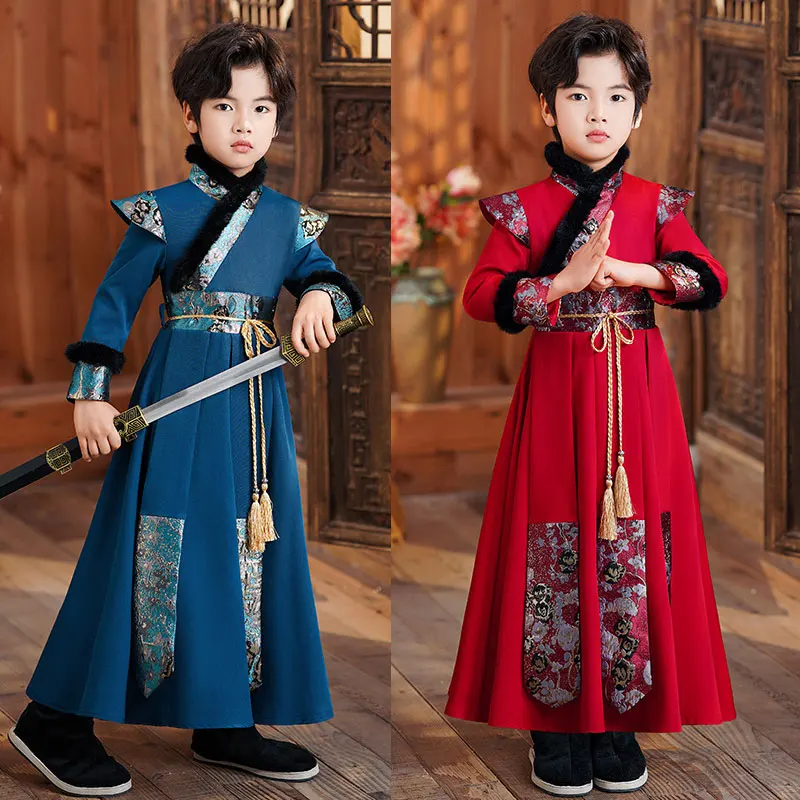 Hanfu Boys Chinese Traditional Clothing Winter Spring Classics Vintage Stage Cosplay Costumes New Year Dress Red Fleece Outfits
Hanfu Boys Chinese Traditional Clothing Winter Spring Classics Vintage Stage Cosplay Costumes New Year Dress Red Fleece Outfits