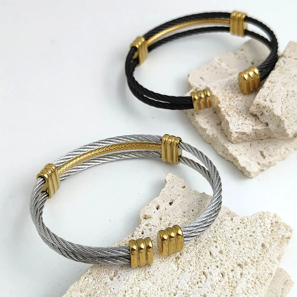 Three-layer steel wire mesh stainless steel gold-plated 18K bracelet, high quality waterproof silver jewelry, couple gift
Three-layer steel wire mesh stainless steel gold-plated 18K bracelet, high quality waterproof silver jewelry, couple gift