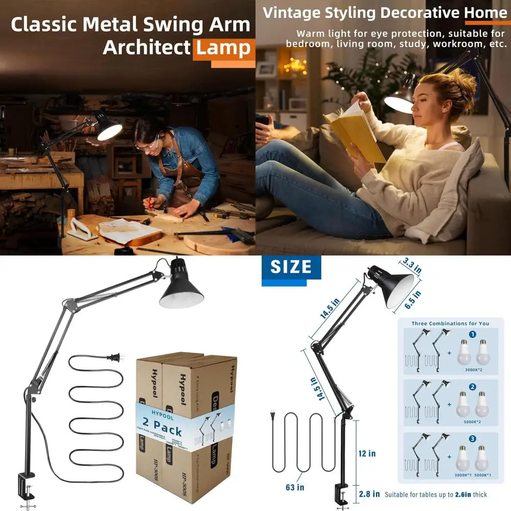 Adjustable Metal Gooseneck Desk Lamp with LED Bulbs for Home Office, Reading, and Computer Workbench in 3000K & 5000K Warm Light
Adjustable Metal Gooseneck Desk Lamp with LED Bulbs for Home Office, Reading, and Computer Workbench in 3000K & 5000K Warm Light