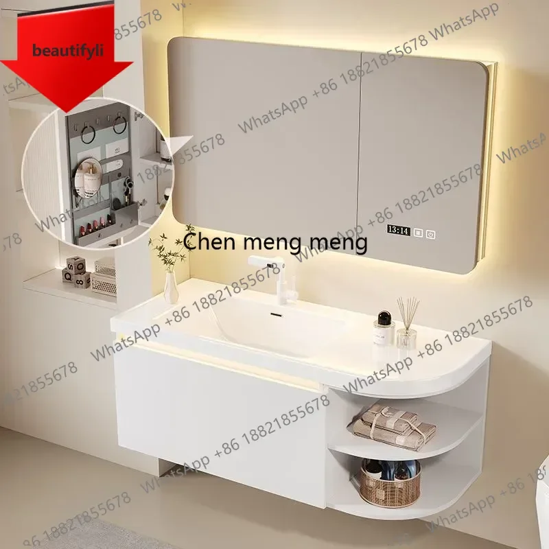 A46 Bathroom Vanity Ceramic Sink Curved Round Integrated Basin Bathroom Cabinet White Solid Wood with Sink Set, Bathroom Furnitu
A46 Bathroom Vanity Ceramic Sink Curved Round Integrated Basin Bathroom Cabinet White Solid Wood with Sink Set, Bathroom Furnitu