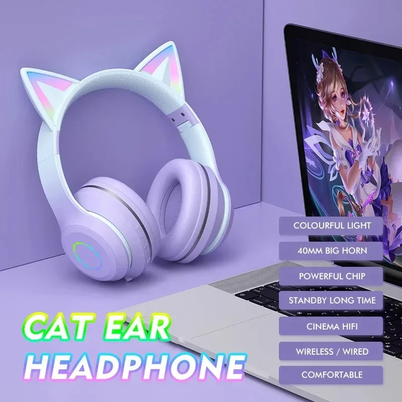 Cute Glowing Cat Wireless Earphones Long Range Bluetooth Earphones With HD Microphone Hifi Stereo Music Gaming Earphones
Cute Glowing Cat Wireless Earphones Long Range Bluetooth Earphones With HD Microphone Hifi Stereo Music Gaming Earphones