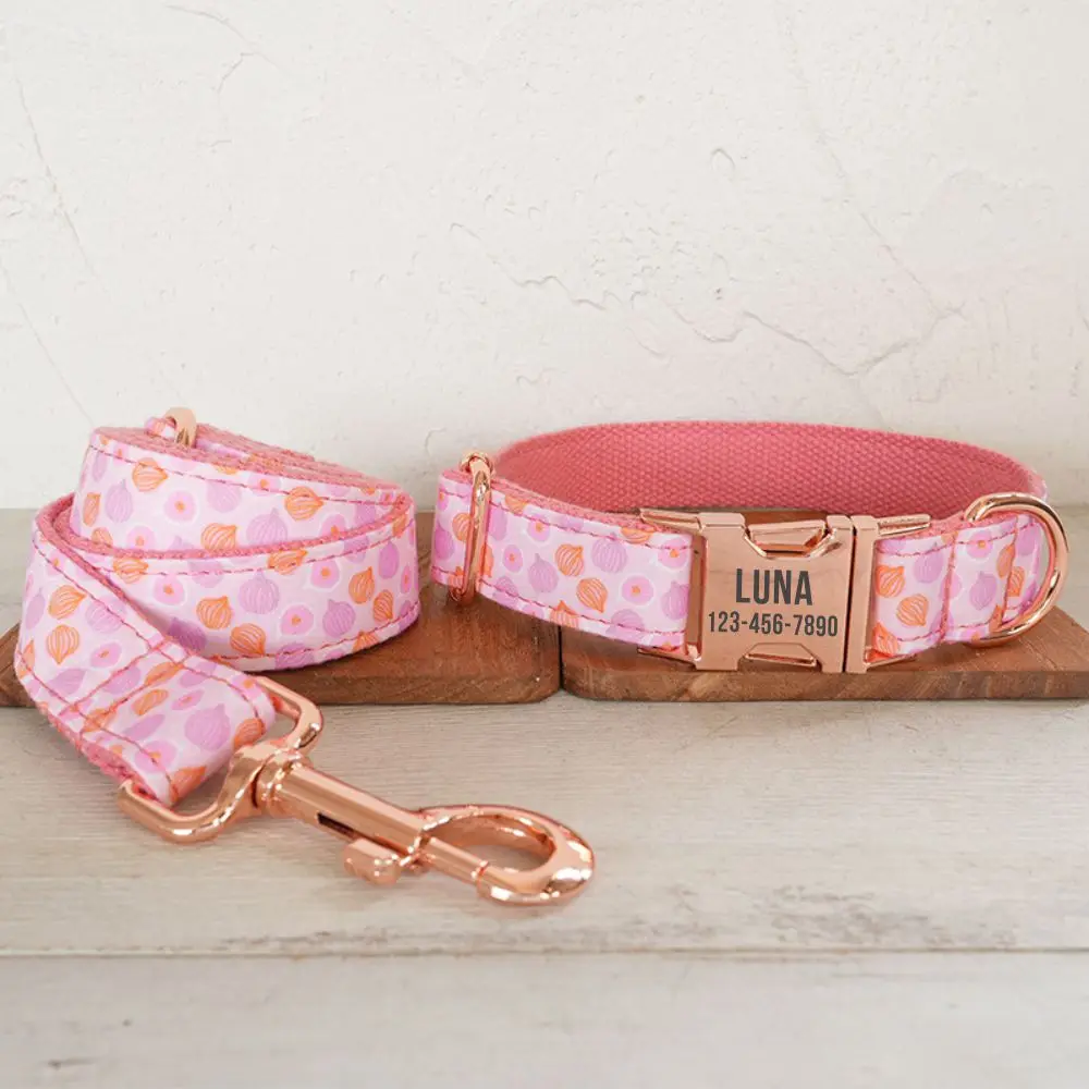 Personalized Dog Collar with Free Engraving, Matching Pet Leash,Customzied Contacts Metal Buckle, Pink Onion Cute Pet Collar
Personalized Dog Collar with Free Engraving, Matching Pet Leash,Customzied Contacts Metal Buckle, Pink Onion Cute Pet Collar
