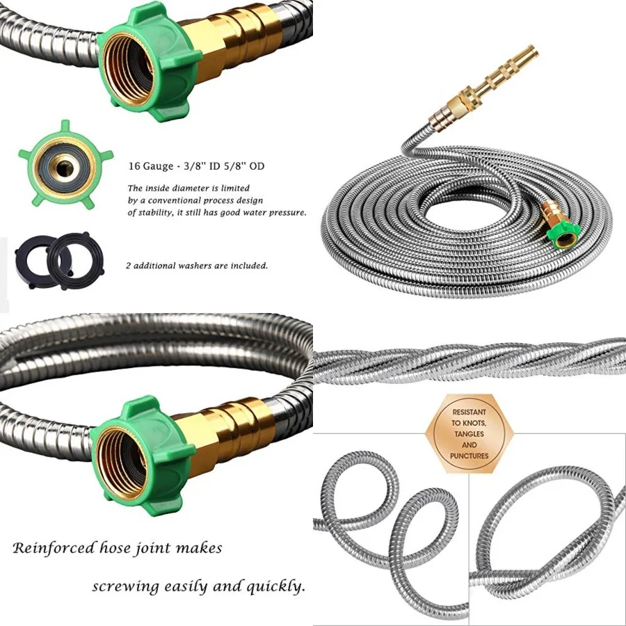 04 Stainless Steel Metal Garden Hose 50 with Brass Garden Hose Nozzle Flexible, Portable Lightweight Kink Free Garden Water Out
04 Stainless Steel Metal Garden Hose 50 with Brass Garden Hose Nozzle Flexible, Portable Lightweight Kink Free Garden Water Out