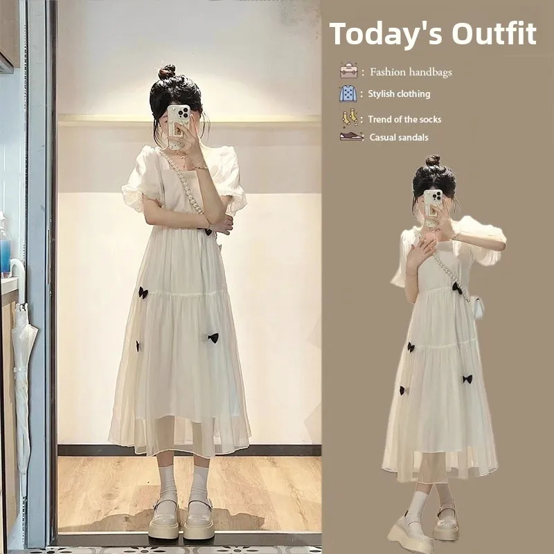 Cherry Blossom Colored Bubble Sleeve Long Dress Women's Summer Design Sensation Waist Cinching Tea Break Bow Tie Cotton Dress
Cherry Blossom Colored Bubble Sleeve Long Dress Women's Summer Design Sensation Waist Cinching Tea Break Bow Tie Cotton Dress