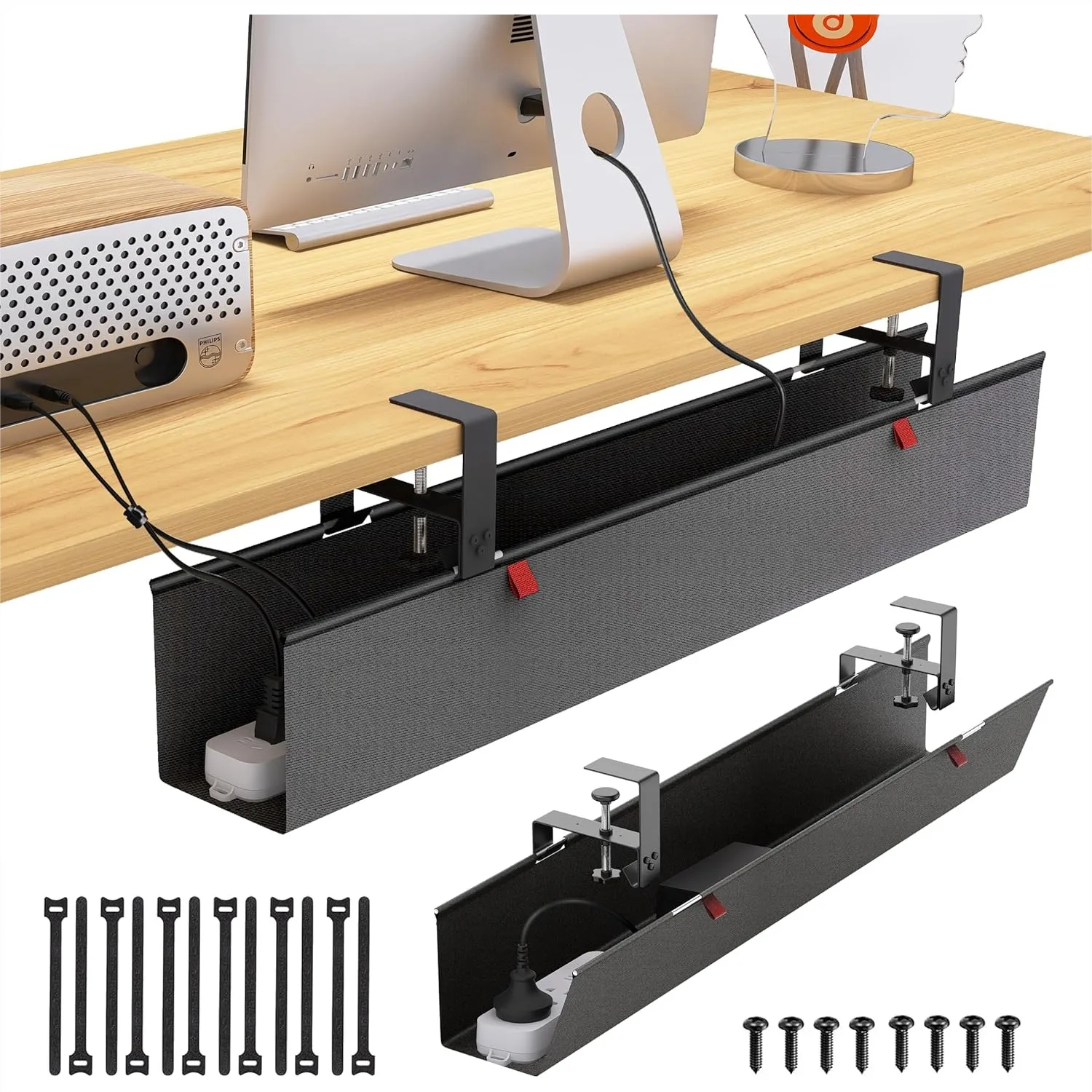 Under Desk Cable Management Tray with Clamp and Screw Mount, Fabric Cord Organizer for Office Home, 35.8x5.6 Inches Black
Under Desk Cable Management Tray with Clamp and Screw Mount, Fabric Cord Organizer for Office Home, 35.8x5.6 Inches Black