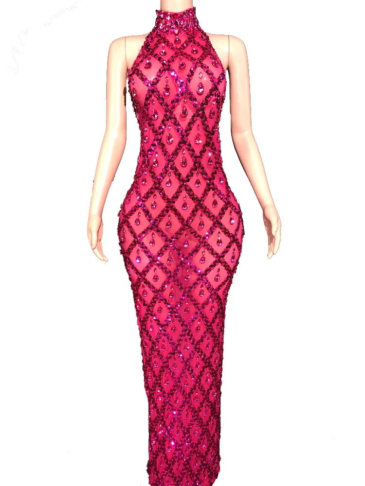 Sexy Stage Shining Rhinestone Sequins Dress Women Evening Prom Birthday Wear Transparent Performance Singer Club Host Costume
Sexy Stage Shining Rhinestone Sequins Dress Women Evening Prom Birthday Wear Transparent Performance Singer Club Host Costume
