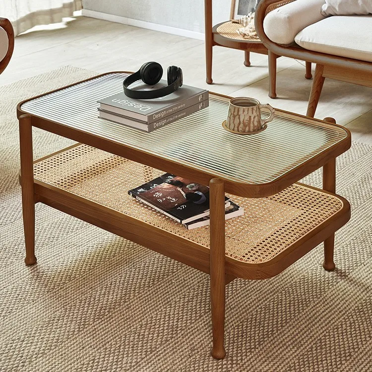 Wabi-sandy wind solid wood rattan coffee table ash wood double-layer tea table modern simple home living room glass small tea ta
Wabi-sandy wind solid wood rattan coffee table ash wood double-layer tea table modern simple home living room glass small tea ta