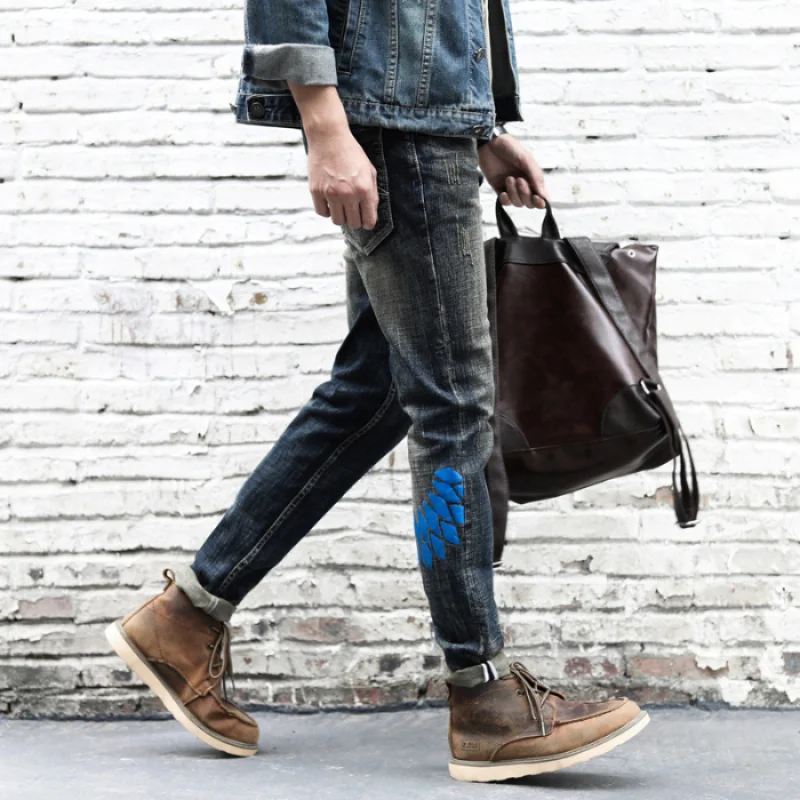 805 Europe and the United States high street fashion men's retro holes do old denim rubber flower elastic Slim washed and ground
805 Europe and the United States high street fashion men's retro holes do old denim rubber flower elastic Slim washed and ground
