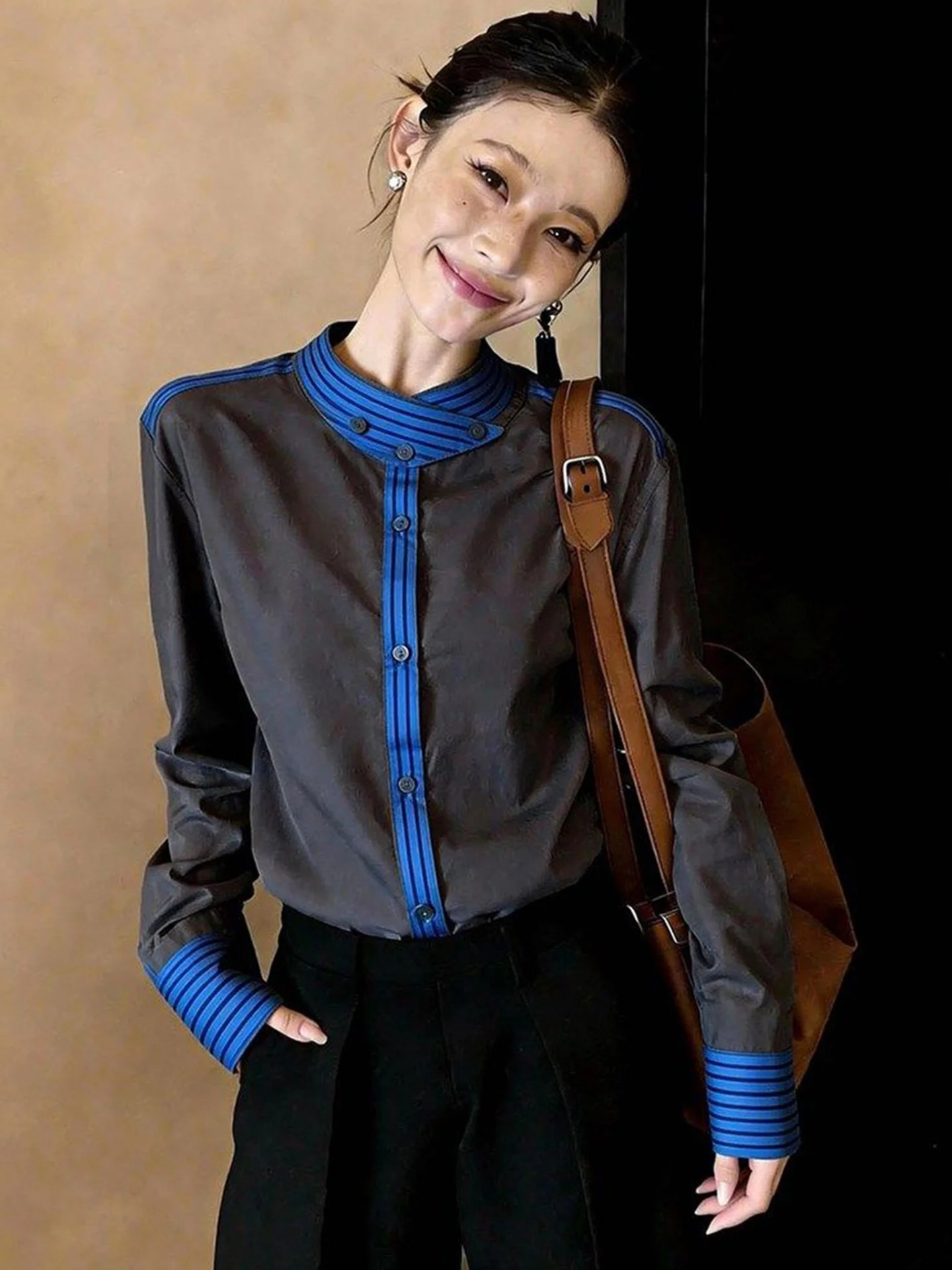 Retro Color Block Long Sleeve Shirt Single Button Chiffon Commute Style Women's Fashion Simple Elegant Spring Season Shirt
Retro Color Block Long Sleeve Shirt Single Button Chiffon Commute Style Women's Fashion Simple Elegant Spring Season Shirt