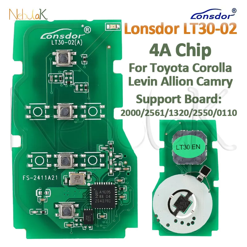 Умный ключ PCB, универсальный Lonsdor LT30-02 4A для Toyota Corolla Levin Allion Camry 312.09/314.35 МГц, работает с серией KH100+ K518
Умный ключ PCB, универсальный Lonsdor LT30-02 4A для Toyota Corolla Levin Allion Camry 312.09/314.35 МГц, работает с серией KH100+ K518
