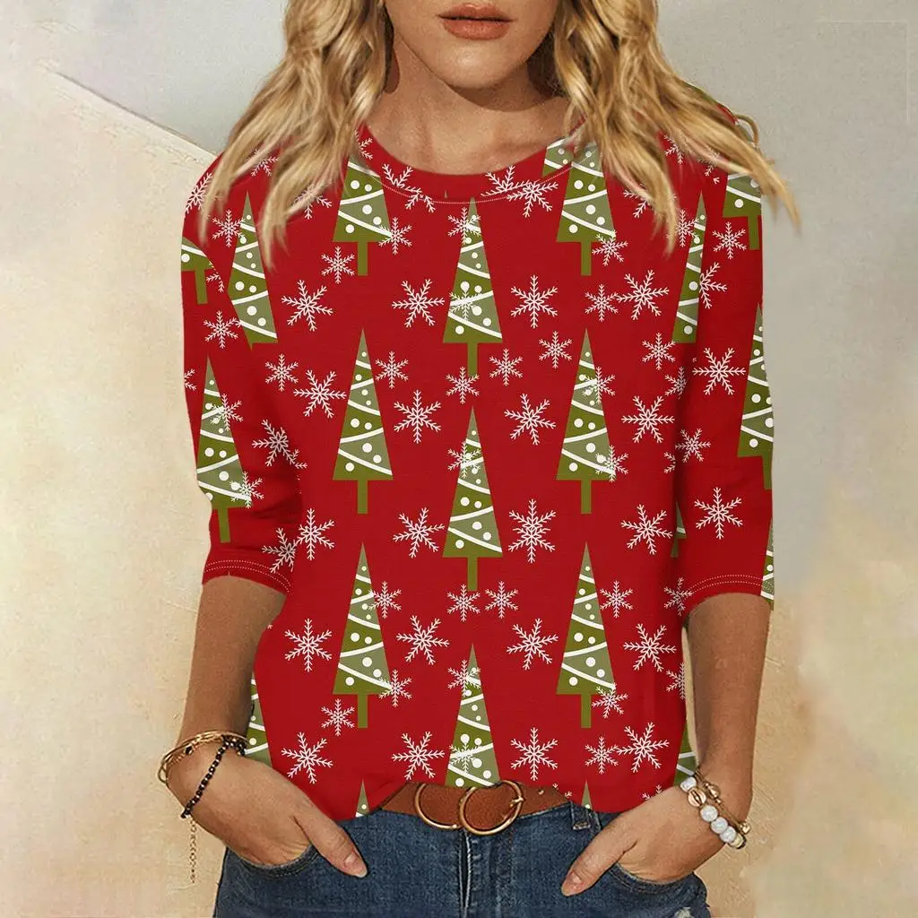 Christmas Limited Edition Women's 3D Red Christmas Tree Printed Round Neck Long Sleeve T-shirt Fashion Casual Long Sleeve Top
Christmas Limited Edition Women's 3D Red Christmas Tree Printed Round Neck Long Sleeve T-shirt Fashion Casual Long Sleeve Top