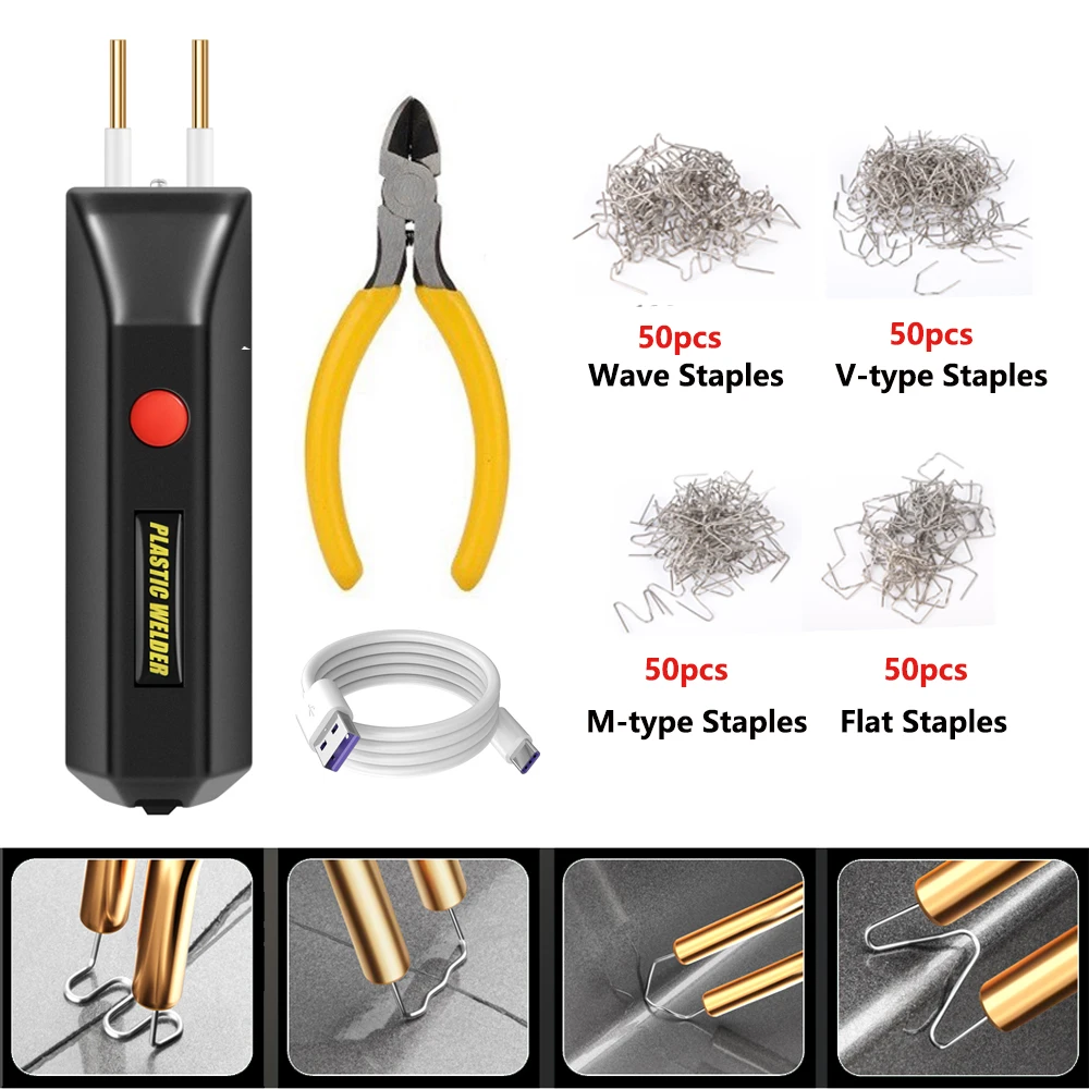 100W Cordless Plastic Welding Kit, 200pcs Plastic Welder Staples, USB Rechargeable Plastic Welder for Most Plastic Repair
100W Cordless Plastic Welding Kit, 200pcs Plastic Welder Staples, USB Rechargeable Plastic Welder for Most Plastic Repair