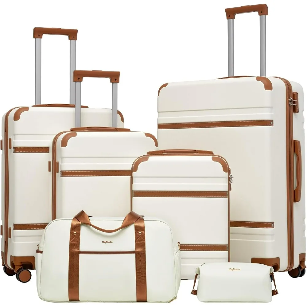 LONG VACATION Luggage Set 6 Piece Suitcase with Spinner Wheels, ABS+PC Hardshell Luggage with TSA Lock & YKK Zipper
LONG VACATION Luggage Set 6 Piece Suitcase with Spinner Wheels, ABS+PC Hardshell Luggage with TSA Lock & YKK Zipper