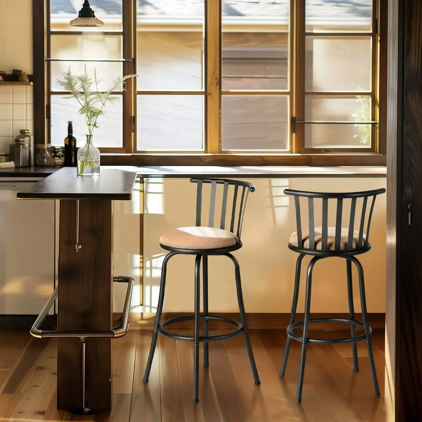 Adjustable 29" Swivel Barstool Set of 2, Counter Stool Faux Suede Upholstery for Kitchen Island Bistro, Brown
Adjustable 29" Swivel Barstool Set of 2, Counter Stool Faux Suede Upholstery for Kitchen Island Bistro, Brown