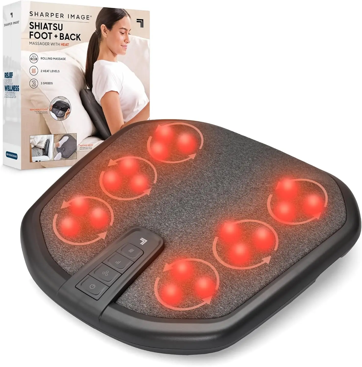 Shiatsu Foot & Back Massager with Heat, Washable Cover, 3 Speeds
Shiatsu Foot & Back Massager with Heat, Washable Cover, 3 Speeds