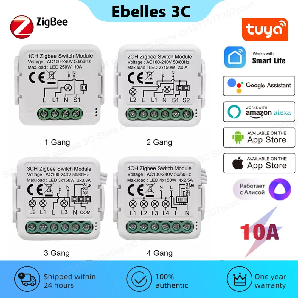 Модуль переключателя Tuya ZigBee 3,0, выключатель для умного дома «сделай сам» на 10 а, с поддержкой 1, 2, 3, 4 клавиш, двухстороннее управление, работает с Alexa и Google Home
Модуль переключателя Tuya ZigBee 3,0, выключатель для умного дома «сделай сам» на 10 а, с поддержкой 1, 2, 3, 4 клавиш, двухстороннее управление, работает с Alexa и Google Home