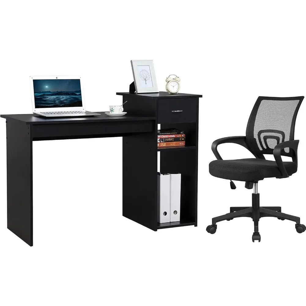 Office Modern Desk and Chair Set Computer Desk w/Drawer & Shelves with Ergonomic Mesh Height Adjustable Office Chair
Office Modern Desk and Chair Set Computer Desk w/Drawer & Shelves with Ergonomic Mesh Height Adjustable Office Chair