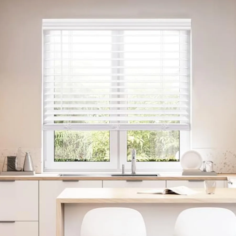 Cordless 2" Faux Wood Blind, 46.5" W x 48" H, White
Cordless 2" Faux Wood Blind, 46.5" W x 48" H, White