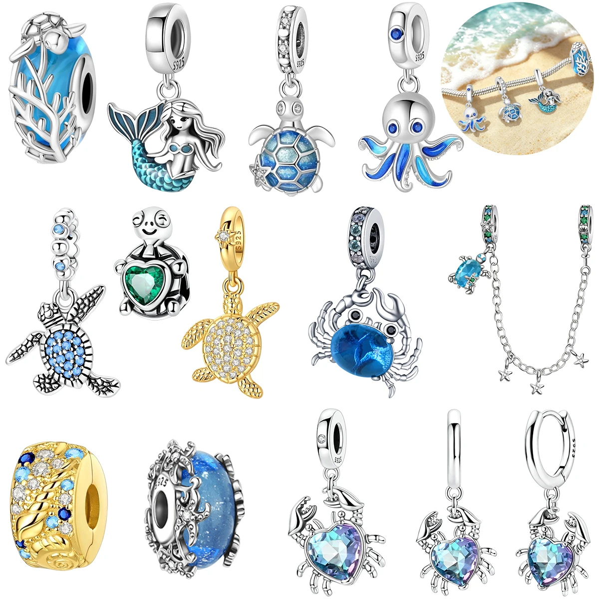 Hot Sale Summer Charms Bead Earrings Crab Turtle Octopus Mermaid Pendant Fit Original Bracelet Necklace For Women DIY Party Gift
Hot Sale Summer Charms Bead Earrings Crab Turtle Octopus Mermaid Pendant Fit Original Bracelet Necklace For Women DIY Party Gift