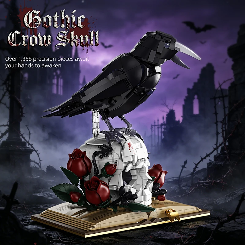 Dark Academia Gothic Crow Skull MOC Building Blocks Spooky Raven Desk Decor Creative Bricks Assembly Toy Holiday Gifts 1358Pcs
Dark Academia Gothic Crow Skull MOC Building Blocks Spooky Raven Desk Decor Creative Bricks Assembly Toy Holiday Gifts 1358Pcs