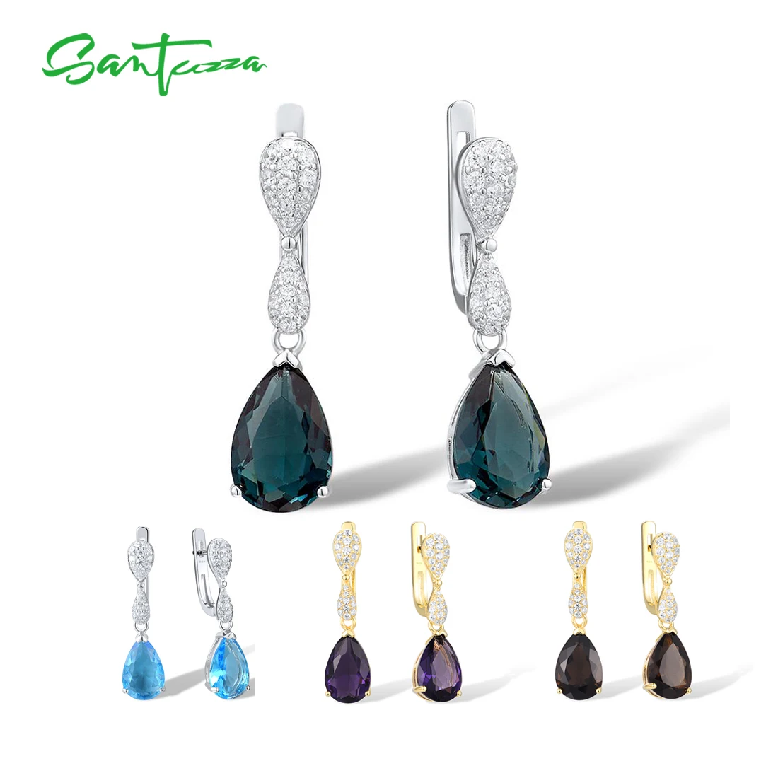 SANTUZZA Серебряные серьги-капли из стерлингового серебра 925 пробы для женщин, волшебный красочный камень, белый кубический цирконий, модные украшения 
SANTUZZA Серебряные серьги-капли из стерлингового серебра 925 пробы для женщин, волшебный красочный камень, белый кубический цирконий, модные украшения