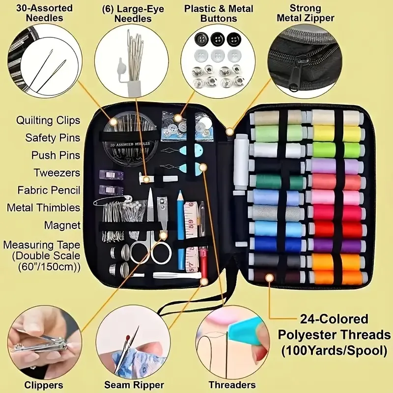 Large Portable Sewing Kit, 20x14x3cm Complete Needle Thread Set with Scissors, Home Travel Emergency Repair Kit, Compact Case
Large Portable Sewing Kit, 20x14x3cm Complete Needle Thread Set with Scissors, Home Travel Emergency Repair Kit, Compact Case
