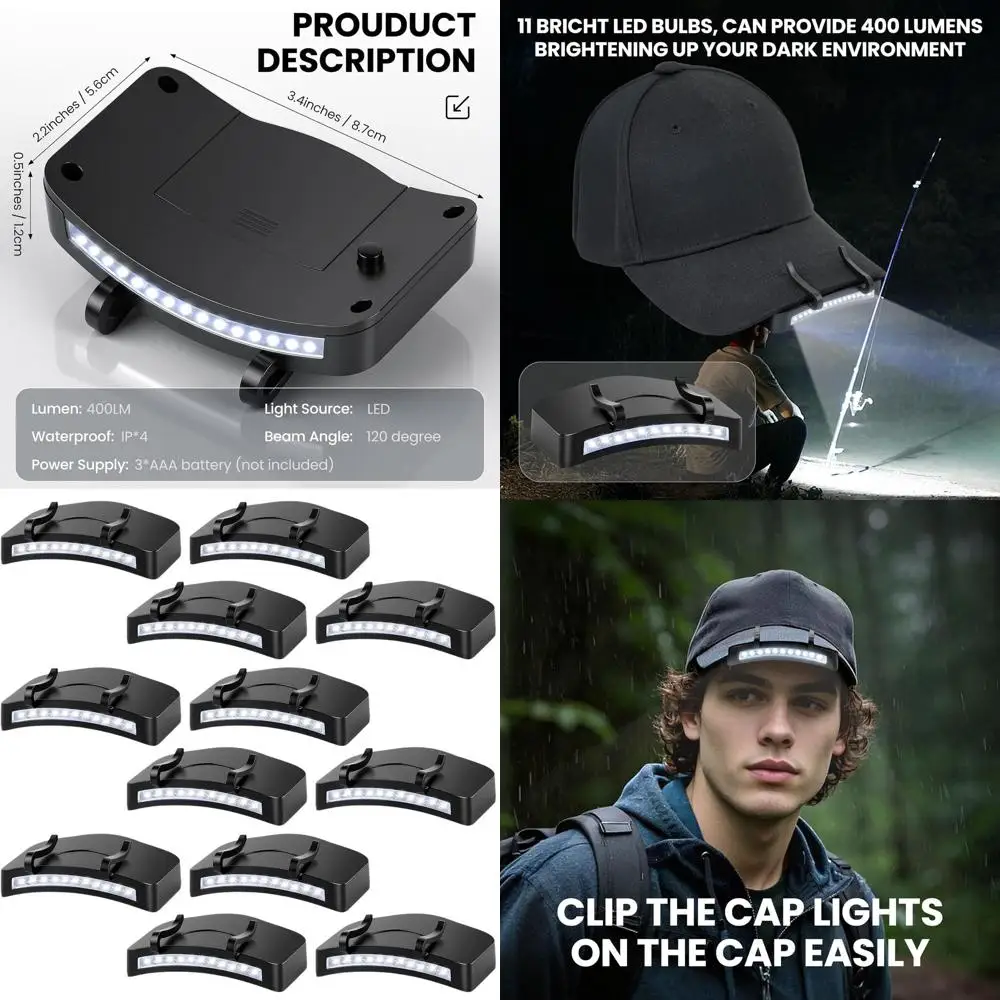 12-Piece LED Hat Clip Lights, Waterproof Hands-Free Headlamp for Outdoor Activities (Batteries Not Included)
12-Piece LED Hat Clip Lights, Waterproof Hands-Free Headlamp for Outdoor Activities (Batteries Not Included)