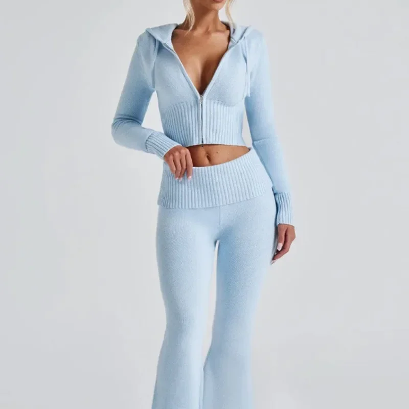 Fashion Women Ribbed Knit 2 Piece Outfits Long Sleeve Zipper-Up Slim Fit Hooded Crop Top Elastic Long Pants Set Y2K Tracksuits
Fashion Women Ribbed Knit 2 Piece Outfits Long Sleeve Zipper-Up Slim Fit Hooded Crop Top Elastic Long Pants Set Y2K Tracksuits