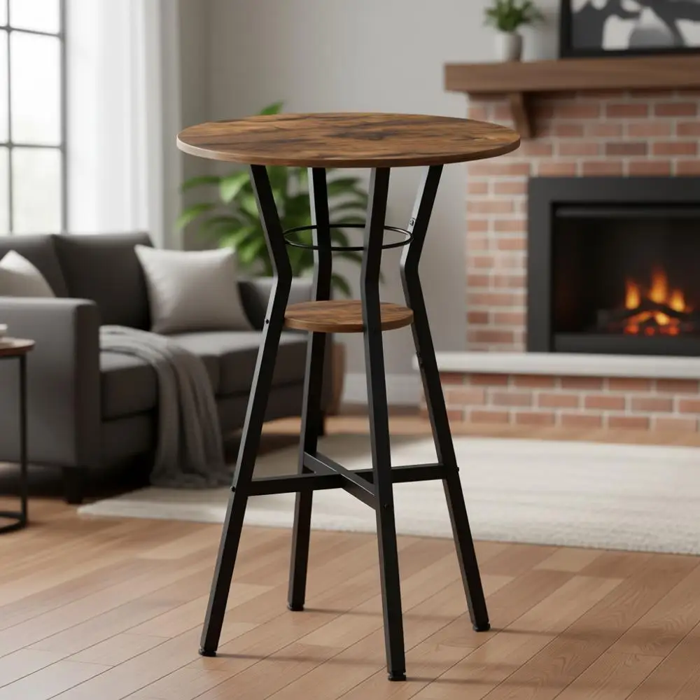 Двухуровневый круглый высокий стол для бара, столешница высотой сиденья для домашнего бара, кухни, гостиной, в деревенском стиле, коричневый и черный
Двухуровневый круглый высокий стол для бара, столешница высотой сиденья для домашнего бара, кухни, гостиной, в деревенском стиле, коричневый и черный