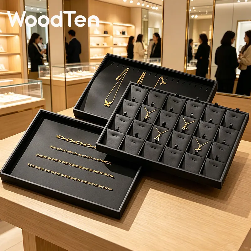 WoodTen Premium Black Leather Jewelry Display Tray Ring Earring Necklace Bracelet Jewelry Display Storage Tray Counter Showcased
WoodTen Premium Black Leather Jewelry Display Tray Ring Earring Necklace Bracelet Jewelry Display Storage Tray Counter Showcased