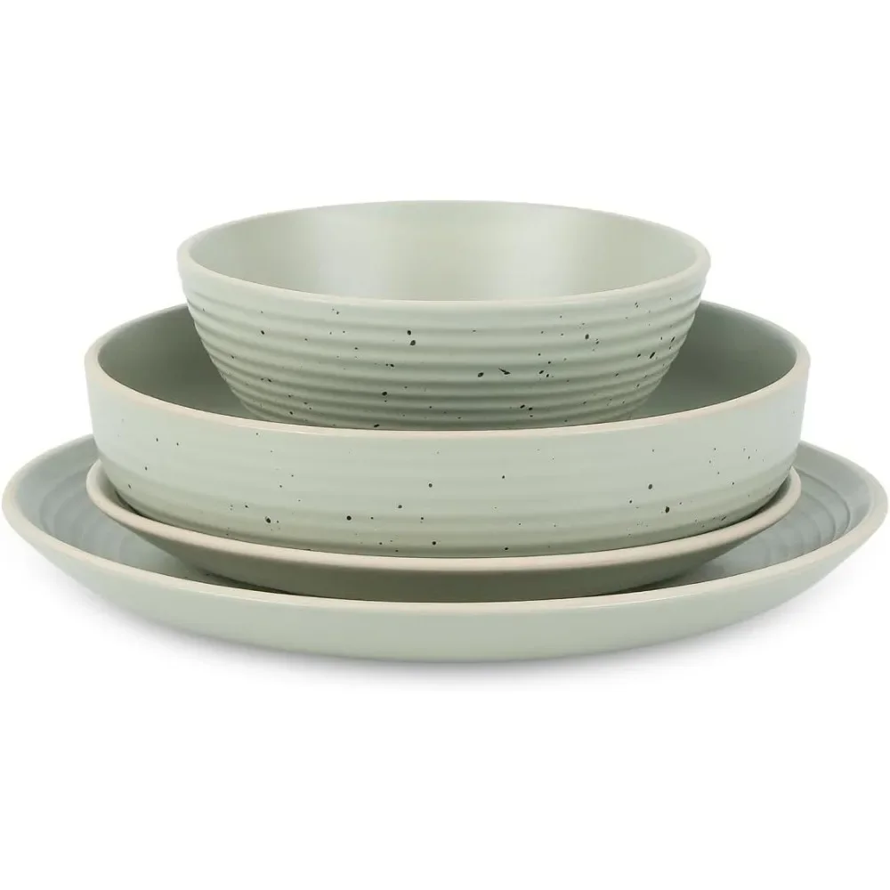 Lauren Modern Stoneware, набор круглых столовых приборов из 16 предметов, тарелок и мисок, набор посуды на 4 предмета, набор зеленой посуды
Lauren Modern Stoneware, набор круглых столовых приборов из 16 предметов, тарелок и мисок, набор посуды на 4 предмета, набор зеленой посуды