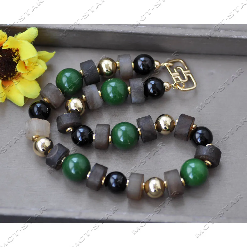 MTC·STAR 20'' 20mm Green Jade Brown Black Cylinder Round Golden Bead Necklace (Z14579)
MTC·STAR 20'' 20mm Green Jade Brown Black Cylinder Round Golden Bead Necklace (Z14579)