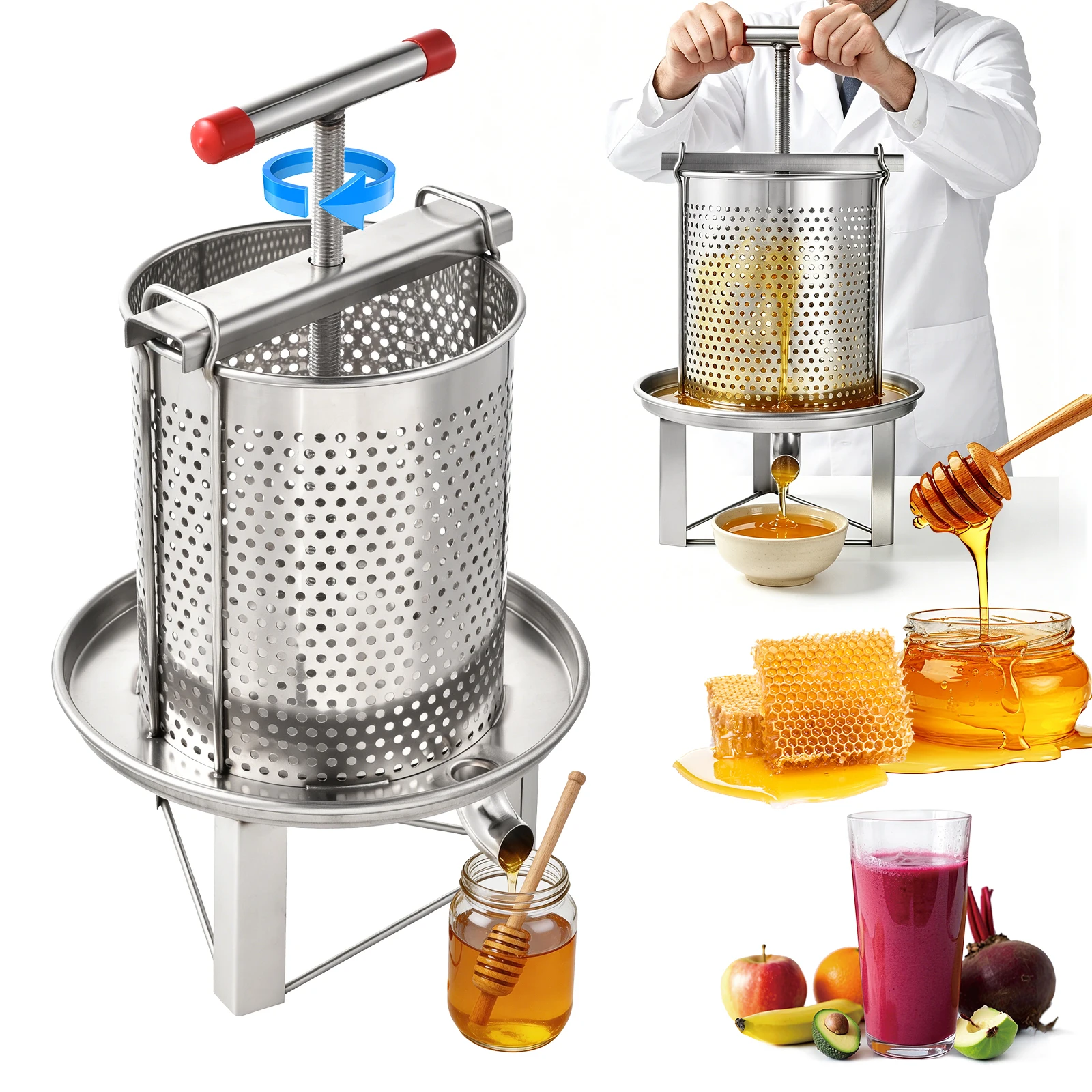 Manual Honey Separator, 3.17 Gal Household Beeswax Extractor, Stainless Steel Bee Extraction Equipment for Making Wine Juice
Manual Honey Separator, 3.17 Gal Household Beeswax Extractor, Stainless Steel Bee Extraction Equipment for Making Wine Juice
