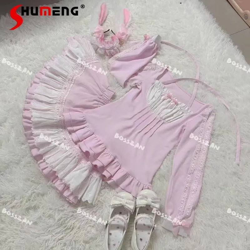 Japanese Y2k Design Lolita Doll Top Blouse Short Skirt 2 Piece Sets Women's Outfits Pink Long Sleeves Slimming Kawaii Shirt Suit
Japanese Y2k Design Lolita Doll Top Blouse Short Skirt 2 Piece Sets Women's Outfits Pink Long Sleeves Slimming Kawaii Shirt Suit