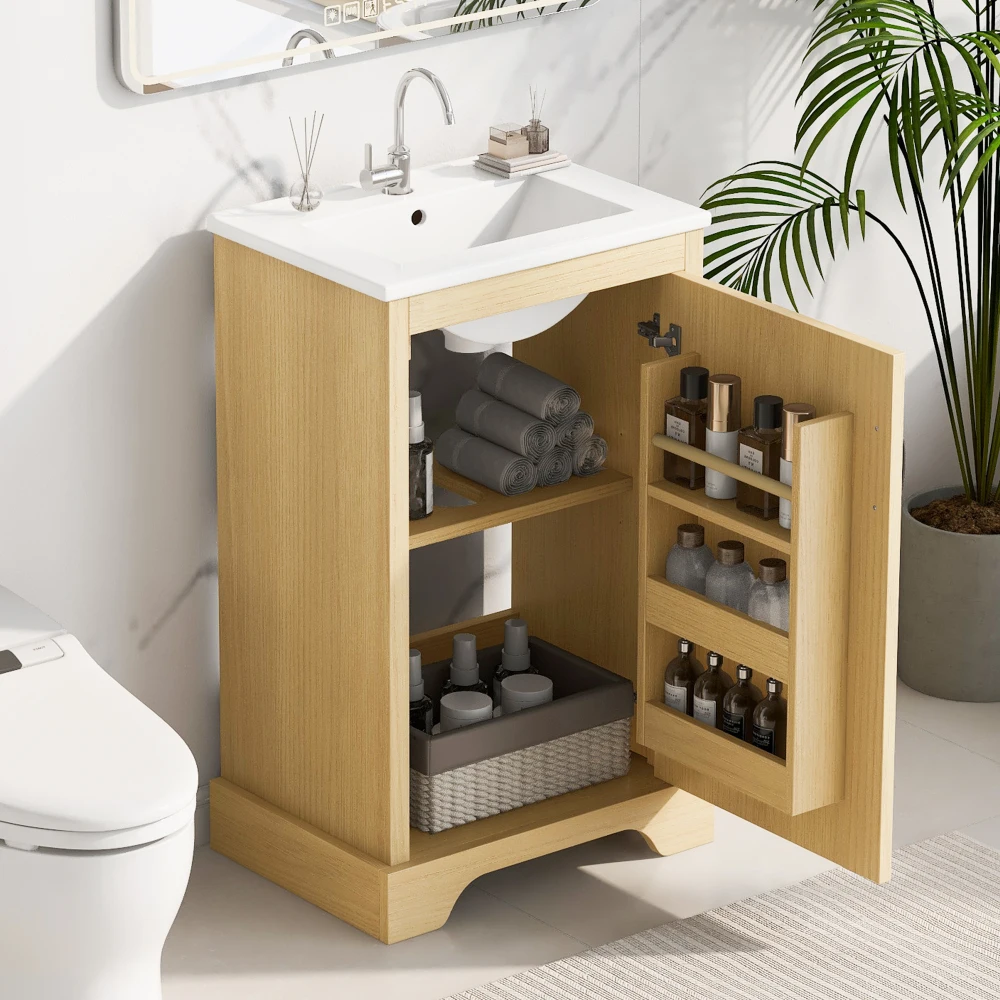 20" Bathroom Vanity with Sink, Bathroom Cabinet with Soft Closing Door, Storage Rack and Adjustable Shelve, Natural Wood
20" Bathroom Vanity with Sink, Bathroom Cabinet with Soft Closing Door, Storage Rack and Adjustable Shelve, Natural Wood