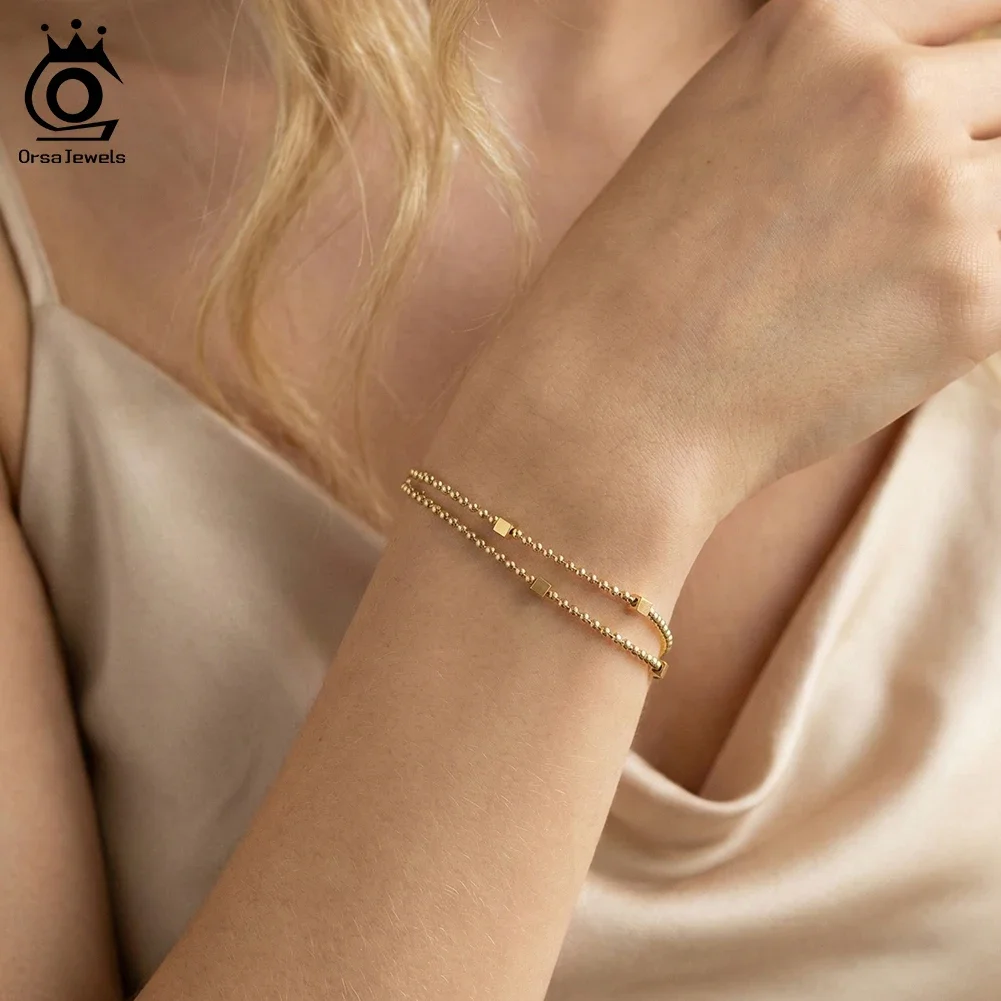 ORSA JEWELS Stainless Steel Layerd 2mm Ball Beaded Chain Bracelet for Women Elegant Beaded Hand Bracelets Party Jewelry STCB02
ORSA JEWELS Stainless Steel Layerd 2mm Ball Beaded Chain Bracelet for Women Elegant Beaded Hand Bracelets Party Jewelry STCB02