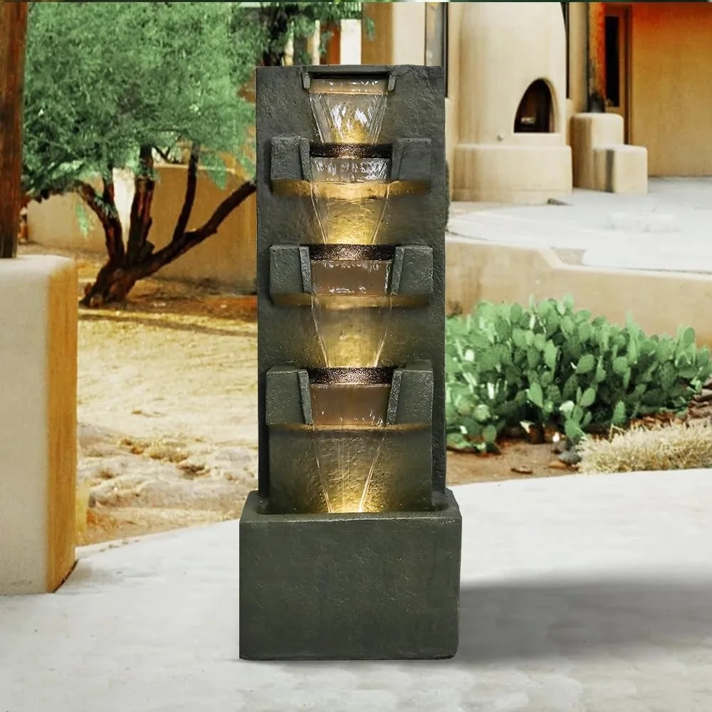 39.3inches High Concrete Modern Water Fountain 5-Tiers Indoor/Outdoor Water Fountain W/LED Lights Cascading Waterfall Features
39.3inches High Concrete Modern Water Fountain 5-Tiers Indoor/Outdoor Water Fountain W/LED Lights Cascading Waterfall Features