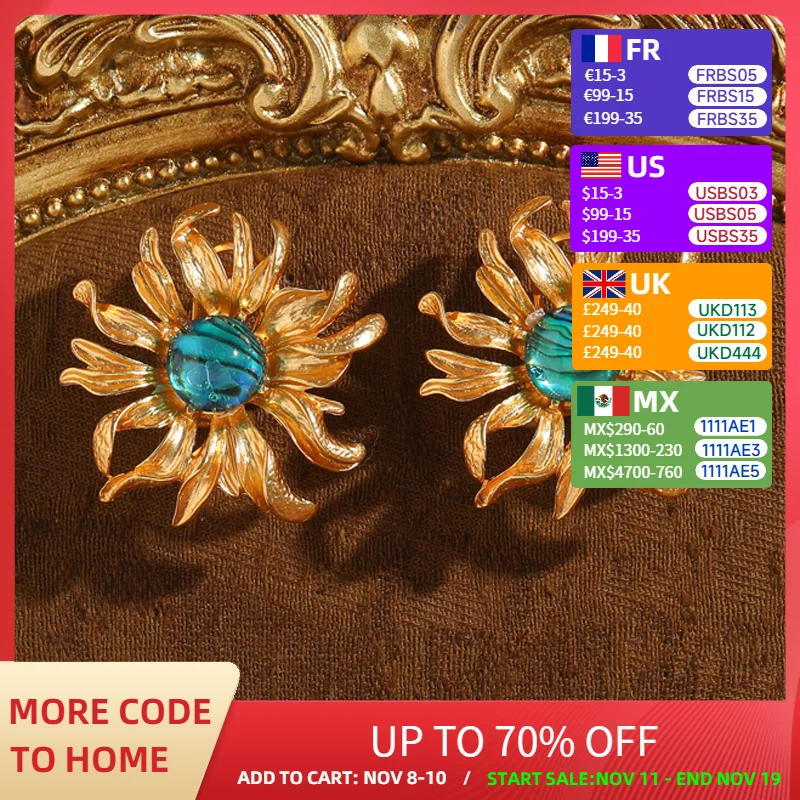 Vintage Blue Abalone Shell Flower Studs Earring Sunflower Gold Color Woman Trend 2025 Valentine Day Gift Luxury Quality Jewelry
Vintage Blue Abalone Shell Flower Studs Earring Sunflower Gold Color Woman Trend 2025 Valentine Day Gift Luxury Quality Jewelry