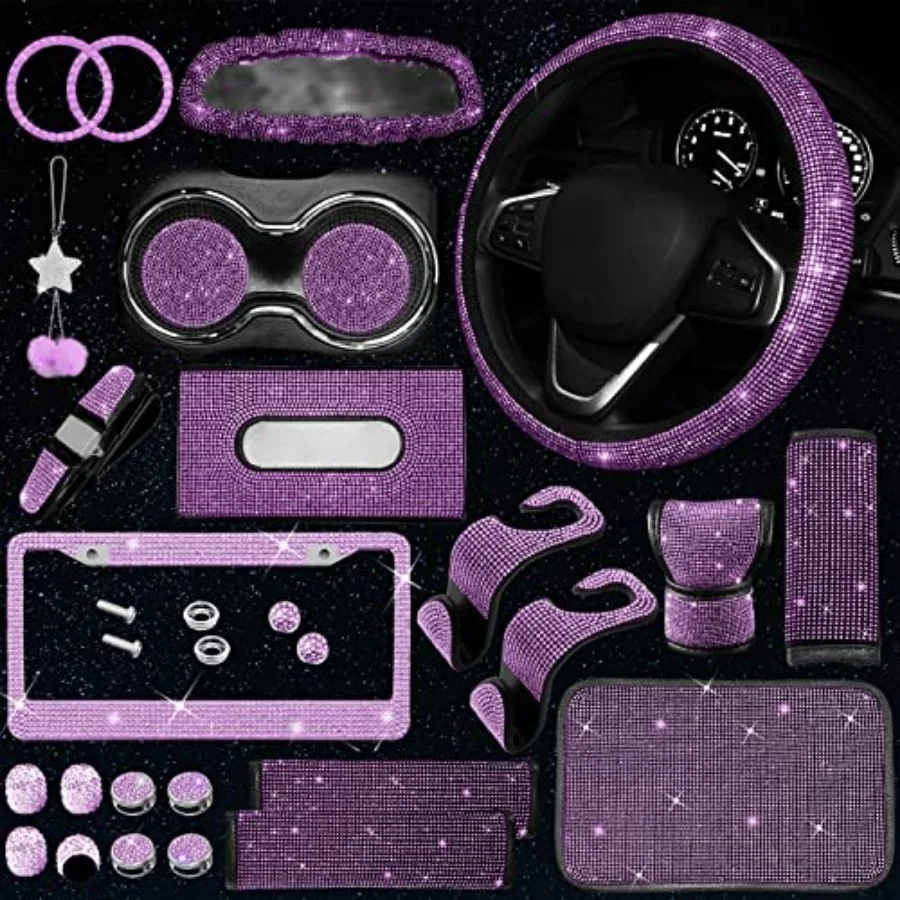 25PCS Bling Car Car Accessories Set15 Inch Steering Wheel Cover Shiny License Plate Frame Center Console Cover and Rearview Mir
25PCS Bling Car Car Accessories Set15 Inch Steering Wheel Cover Shiny License Plate Frame Center Console Cover and Rearview Mir