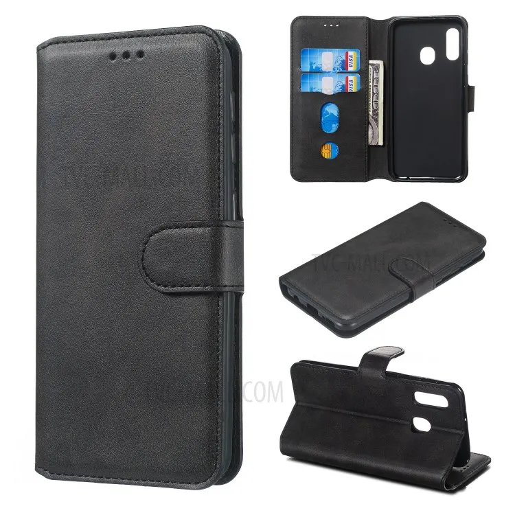 Classic Wallet Leather Stand Phone Protective Cover for Samsung Galaxy A20e - Black
Classic Wallet Leather Stand Phone Protective Cover for Samsung Galaxy A20e - Black
